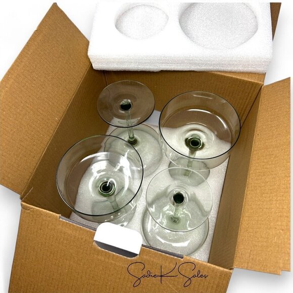 9.8oz Tinted Glass Coupe Drinkware Green Set - Hearth & Hand Magnolia 2024 - Picture 4 of 5